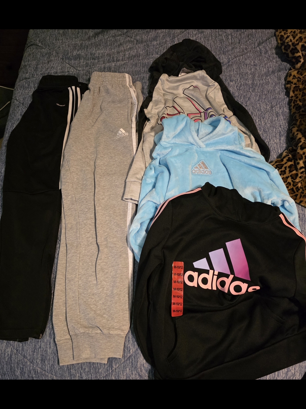 adidas Kids Black, Gray and Light Blue Joggers & Tops Bundle